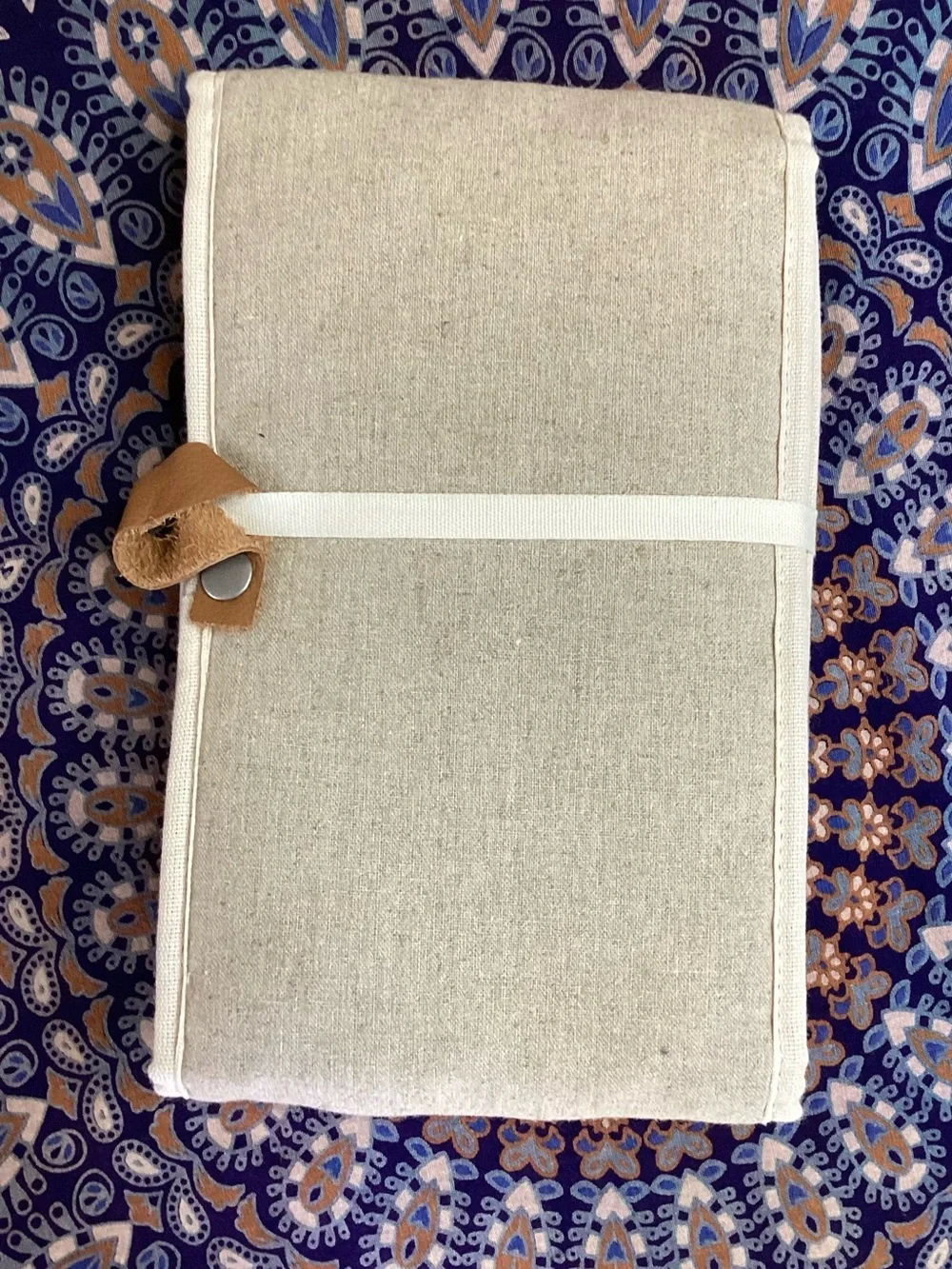 NWOT IKEA MARIATHERES Quilted Pouch in Beige approximately 35 x 36